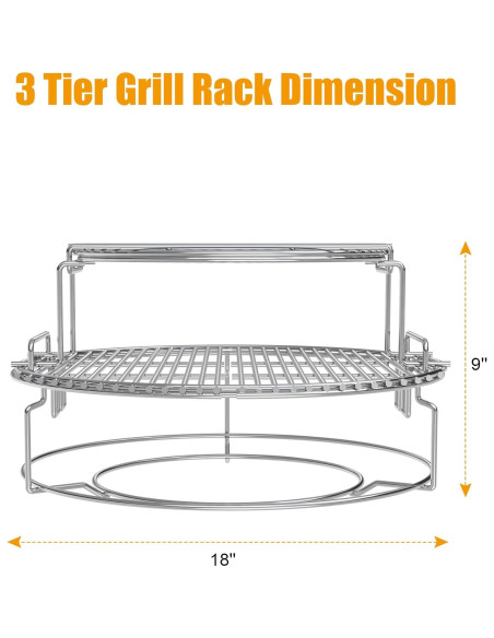 Kit de Rack Expansor BBQ-PLUS para Big Green Egg Grande 5 Piezas