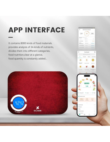 Balanza Digital de Cocina EILISON con Conectividad Bluetooth 8kg