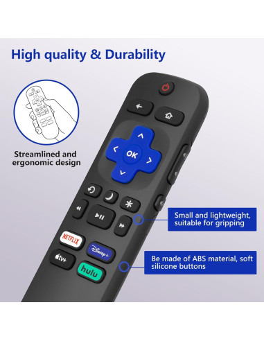 Control Remoto Reemplazo OMAIC para Roku TV - Compatible TCL, Hisense, Sharp