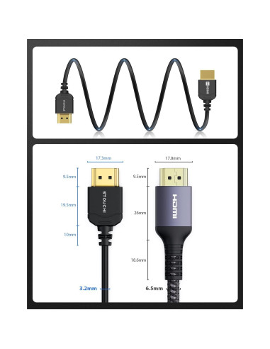 Cable HDMI Ultra Delgado Stouchi 1.5m 8K 48Gbps eARC HDR
