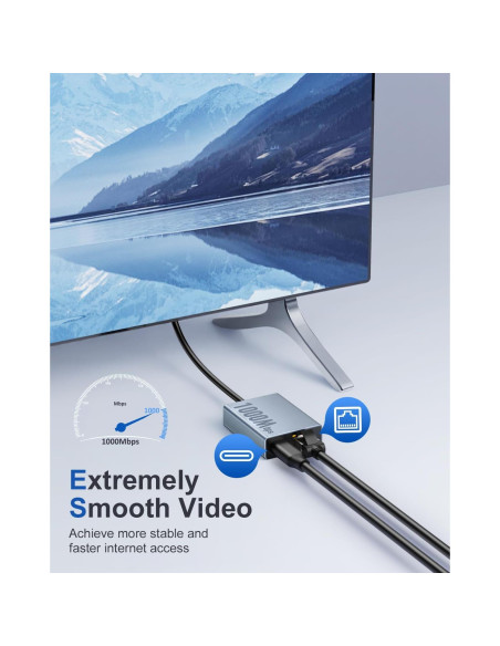 Adaptador Ethernet ZEXMTE 1000Mbps USB-C a RJ45 para Chromecast