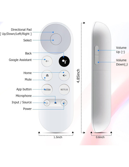 Control Remoto Reemplazo Google Chromecast 4K G9N9N - Compatible