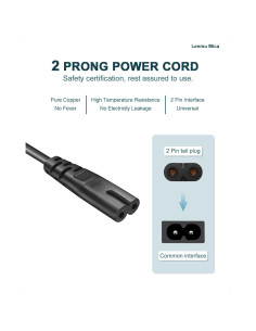 Cable de Alimentación CA 1.83m Lenmu Mica para Altavoces y Barras de Sonido 2