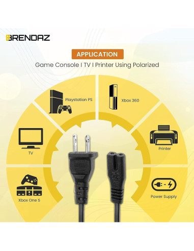 Cable de Alimentación Polarizado 2 Clavijas 3m BRENDAZ