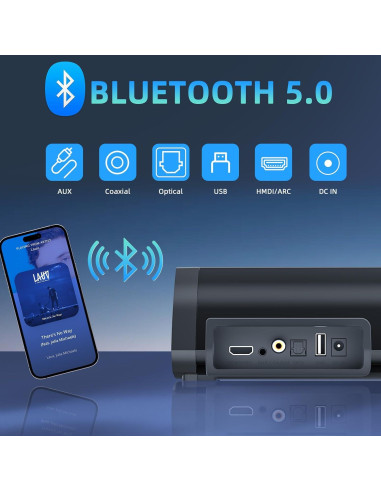 Barra de Sonido Desobry SS1022B 40.9 cm Bluetooth con HDMI