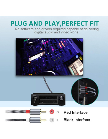 Cable RCA Estéreo Goalfish 2Macho a 2Macho 1.83m - 2 Pack