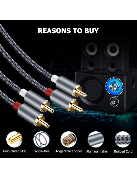 Cable RCA Estéreo Goalfish 2Macho a 2Macho 1.83m - 2 Pack