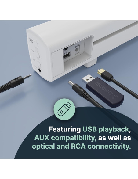 Barra de Sonido Bluetooth Majority Bowfell 50W Blanca 38.6cm Barra de Sonido Bluetooth Majority Bowfell 50W Blanca 38.6cm