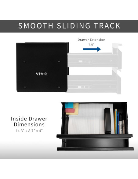 Cajón Deslizante Doble VIVO DESK-DR02 39.9x22.9x20.3cm Negro