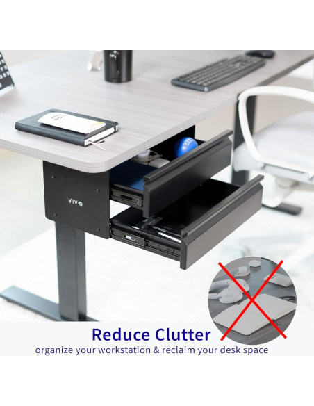 Cajón Deslizante Doble VIVO DESK-DR02 39.9x22.9x20.3cm Negro