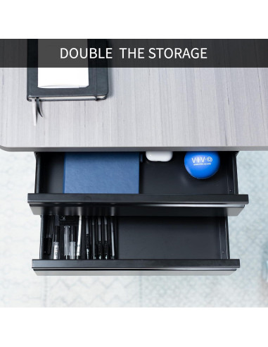 Cajón Deslizante Doble VIVO DESK-DR02 39.9x22.9x20.3cm Negro