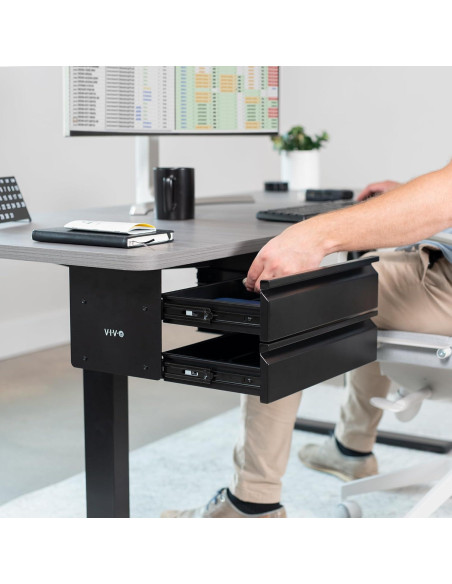 Cajón Deslizante Doble VIVO DESK-DR02 39.9x22.9x20.3cm Negro