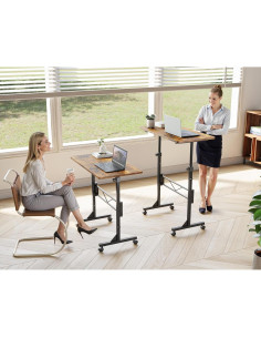 Escritorio de pie HOMIDEC ajustable 73.7-110 cm rústico 2