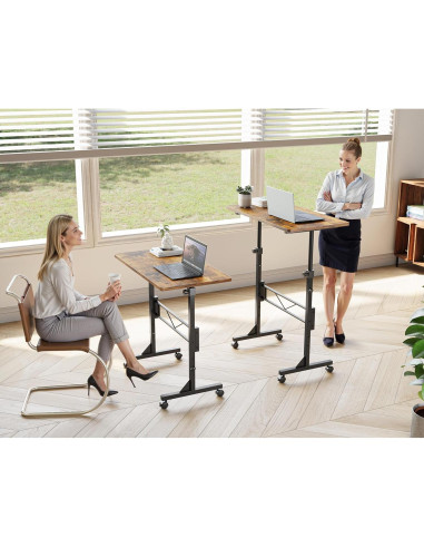 Escritorio de pie HOMIDEC ajustable 73.7-110 cm rústico