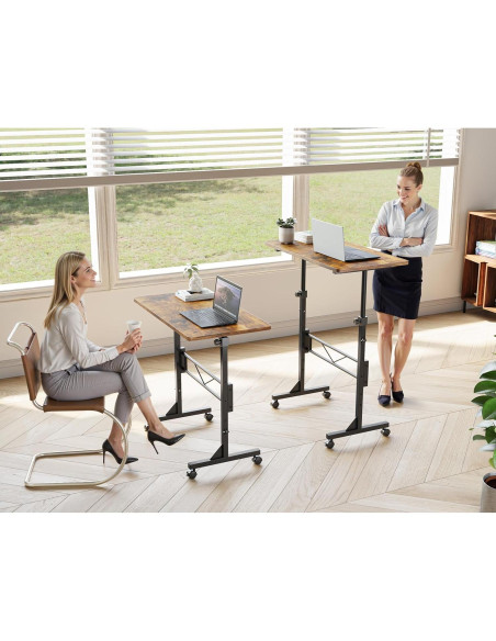 Escritorio de pie HOMIDEC ajustable 73.7-110 cm rústico