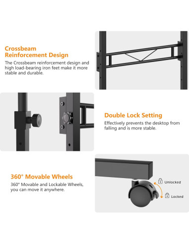 Escritorio de pie HOMIDEC ajustable 73.7-110 cm rústico