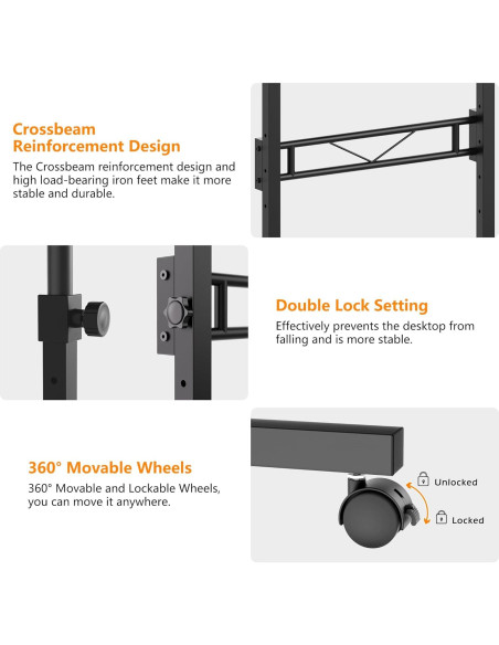 Escritorio de pie HOMIDEC ajustable 73.7-110 cm rústico