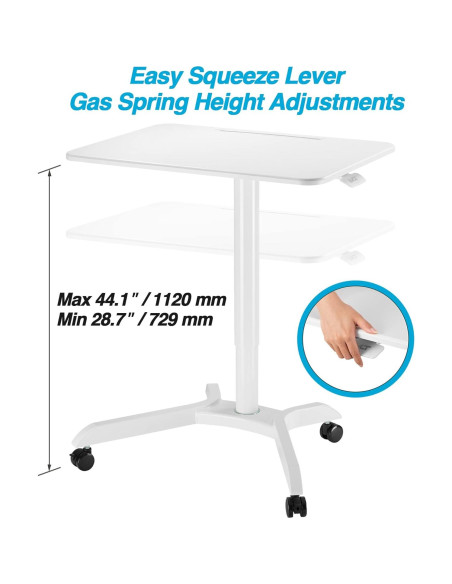 Carro de Escritorio de Pie AVLT Ajustable 1.12m Blanco
