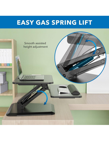 Mount-It! Convertidor de Escritorio de Pie Ajustable Negro 43.4 cm