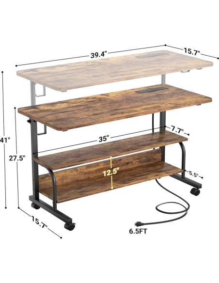Escritorio de pie ajustable Besiost 39" con tomacorrientes