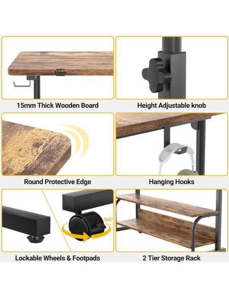 Escritorio de pie ajustable Besiost 39" con tomacorrientes