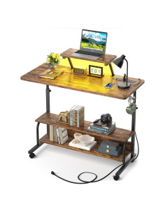 Escritorio de pie ajustable Besiost SJZJZT-39R con luces LED