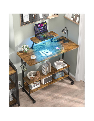 Escritorio de pie ajustable Besiost SJZJZT-39R con luces LED