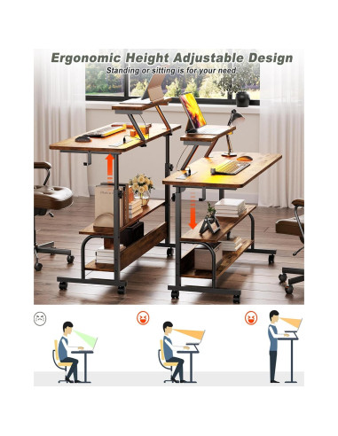 Escritorio de pie ajustable Besiost SJZJZT-39R con luces LED