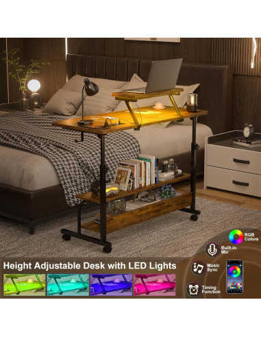 Escritorio de pie ajustable Besiost SJZJZT-39R con luces LED