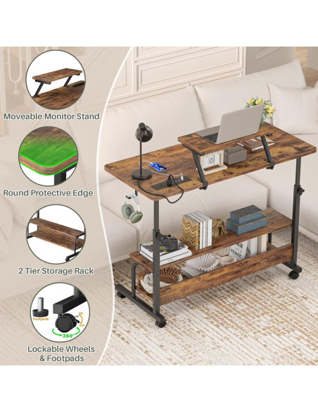 Escritorio de pie ajustable Besiost SJZJZT-39R con luces LED