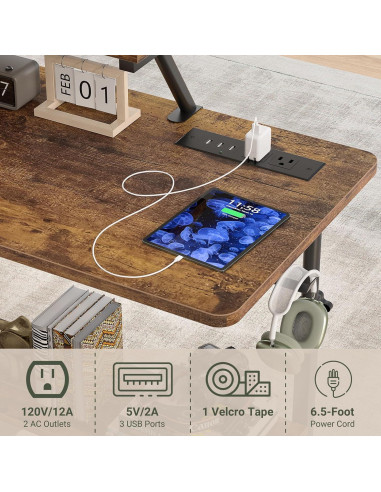 Escritorio de pie ajustable Besiost SJZJZT-39R con luces LED