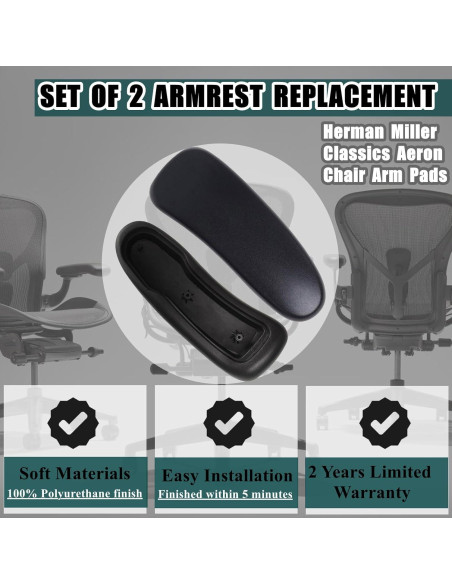 Reposabrazos de Silla Herman Miller Aeron HYEJDRV Negro 1 Par