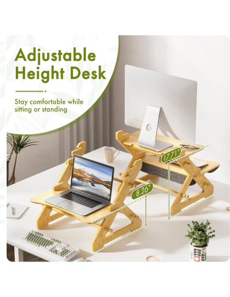 Convertidor de Escritorio de Bambú Amazer 55x47cm Ergonómico