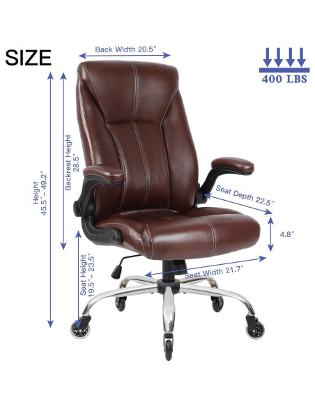 Silla de Oficina Ergonomica FAMSINGO Alta 181kg Cuero PU