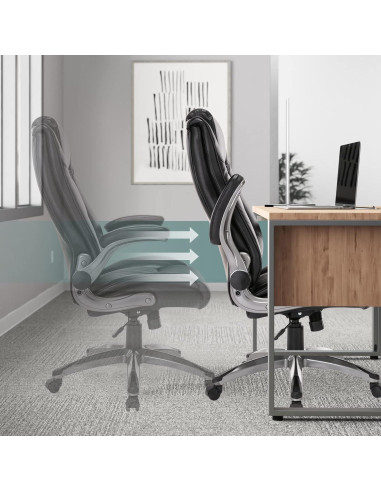 Silla Ejecutiva Ergonómica COLAMY 2199 de Cuero Negro