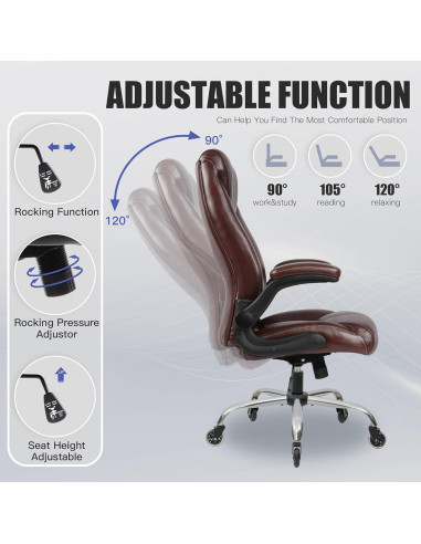 Silla de Oficina Ergonomica FAMSINGO Alta 181kg Cuero PU