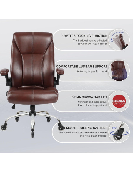 Silla de Oficina Ergonomica FAMSINGO Alta 181kg Cuero PU