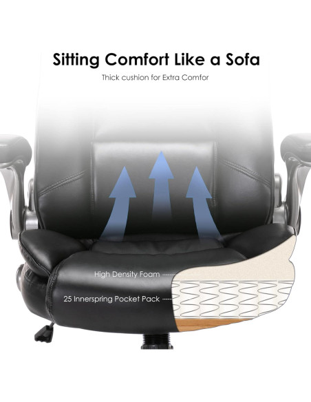 Silla Ejecutiva Ergonómica COLAMY 2199 de Cuero Negro