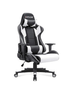 Silla Gaming Homall Ergonómica Ajustable Cuero Blanco