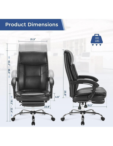 Silla de Oficina Ejecutiva DUMOS Reclinable con Descansabrazos
