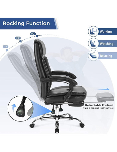 Silla de Oficina Ejecutiva DUMOS Reclinable con Descansabrazos