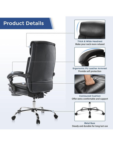 Silla de Oficina Ejecutiva DUMOS Reclinable con Descansabrazos