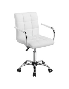Silla de Oficina Blanca Yaheetech Ajustable con Ruedas
