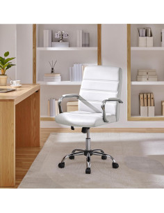Silla de Oficina Yaheetech Ergonómica Ajustable Blanco 2