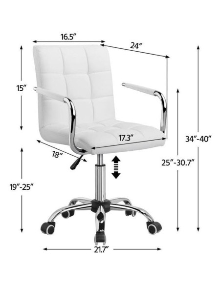 Silla de Oficina Blanca Yaheetech Ajustable con Ruedas