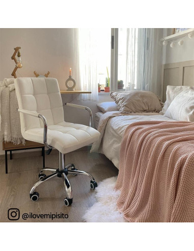 Silla de Oficina Blanca Yaheetech Ajustable con Ruedas