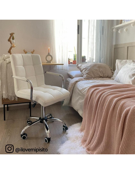 Silla de Oficina Blanca Yaheetech Ajustable con Ruedas