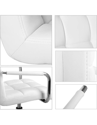 Silla de Oficina Blanca Yaheetech Ajustable con Ruedas