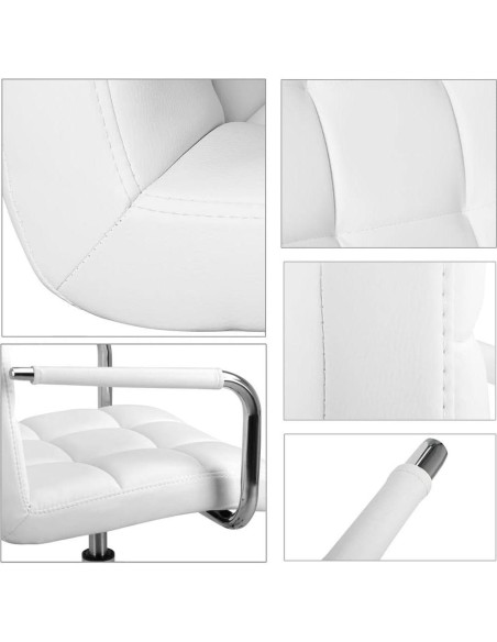 Silla de Oficina Blanca Yaheetech Ajustable con Ruedas