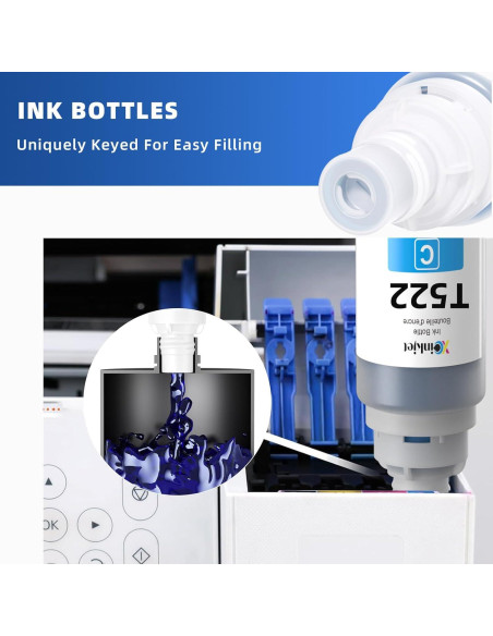 Botellas de Tinta 522 Xcinkjet para Epson EcoTank 70ml (2BK C M Y)
